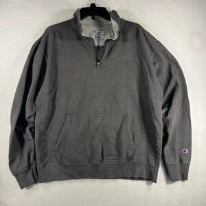 Champion Authentic Gray Quarter Zip Pullover Sweatshirt Men's Size L